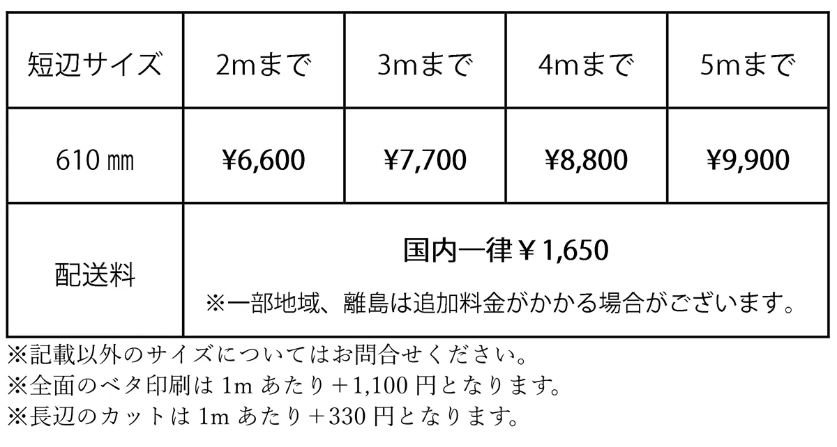 紙横断幕　合成紙価格表